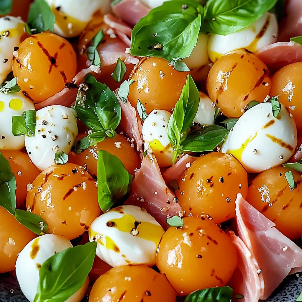 Salade melon jambon de poulet mozzarella
