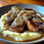 Bangers et Purée avec Sauce à l’Oignon