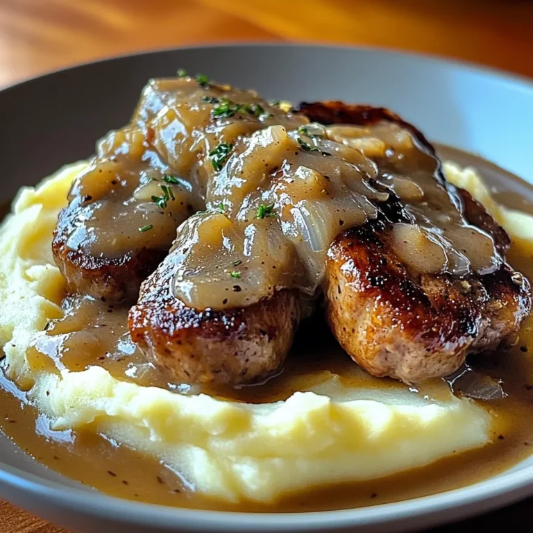 Bangers et Purée avec Sauce à l’Oignon 