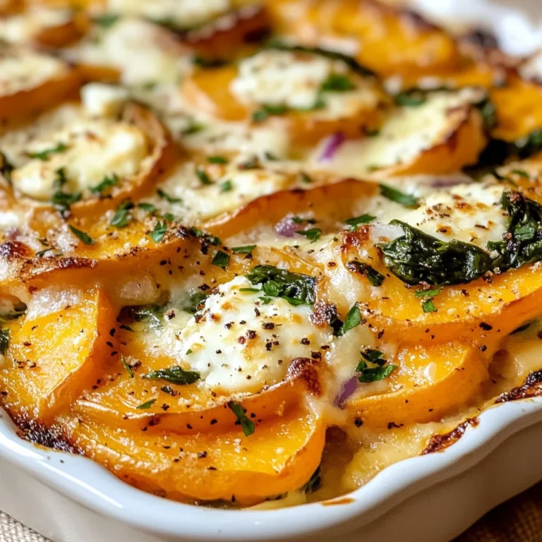 Gratin de Patates Douces, Épinards et Feta