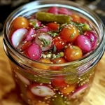 Pickles de Tomates Cerises, Oignons Rouges et Radis