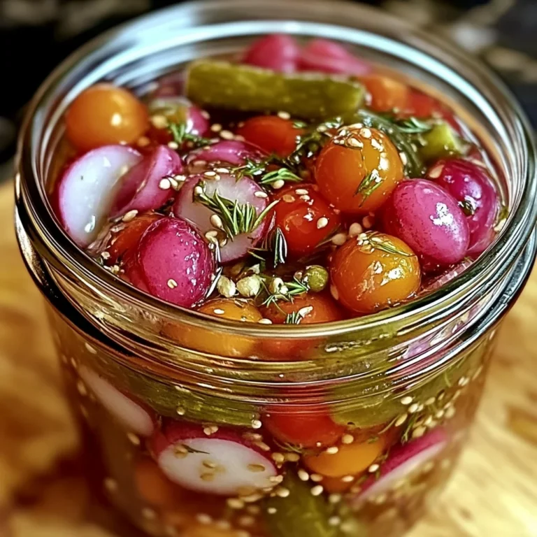 Pickles de Tomates Cerises, Oignons Rouges et Radis