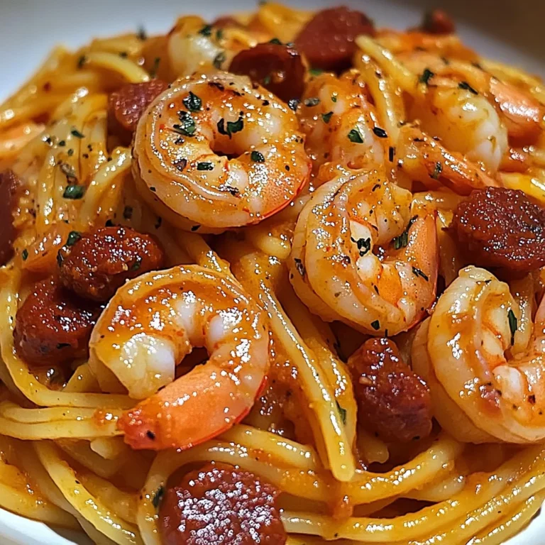 Spaghetti à la Crème de Poivron, Chorizo & Crevettes