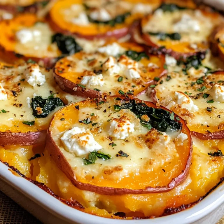 Gratin de Patates Douces, Épinards et Feta