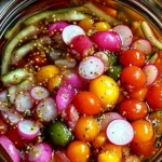 Pickles de Tomates Cerises, Oignons Rouges et Radis