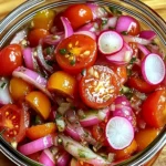 Pickles de Tomates Cerises, Oignons Rouges et Radis
