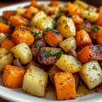 Oignons, Carottes et Pommes de Terre Rôtis au Four