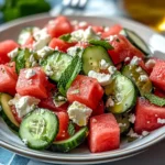Salade de pastèque, concombre et feta