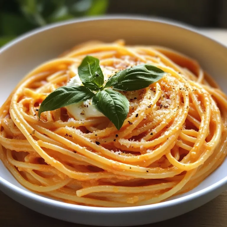 Spaghetti à la Crème de Poivron Rouge et Mozzarella