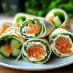Wraps au fromage frais, concombre et saumon fumé